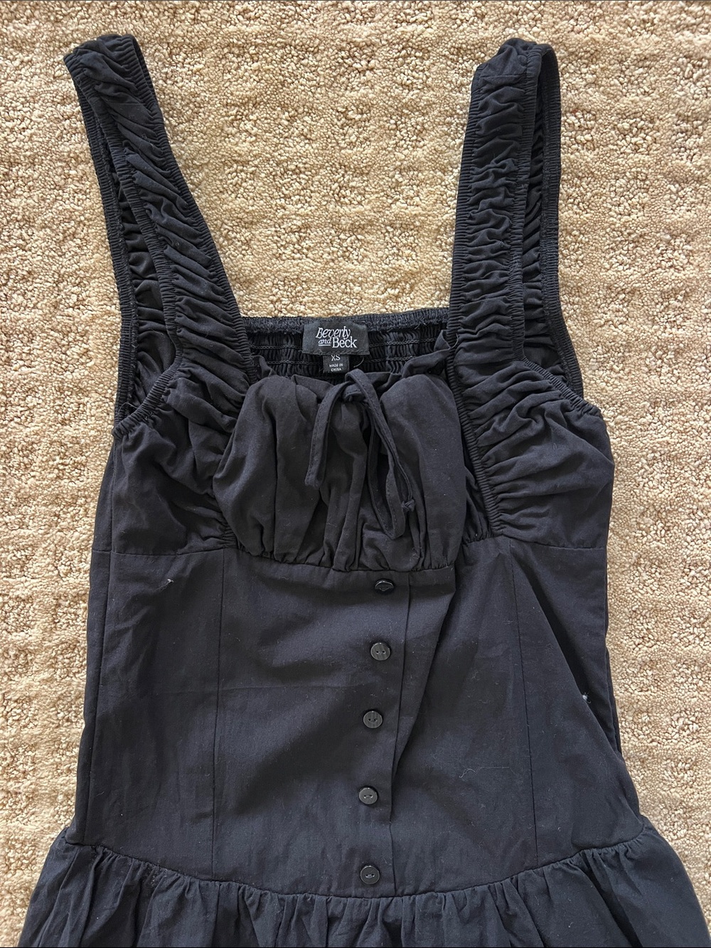 Black Sleeveless Button Front Sundress - Picture 2 of 2